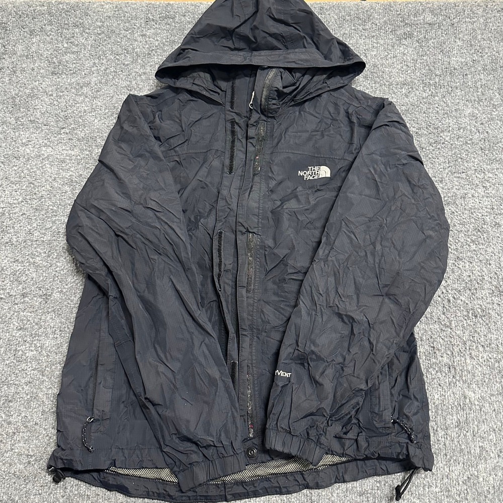 The North Face Jacket Womens Size M Black HyVent Waterproof Hooded Rain Shell